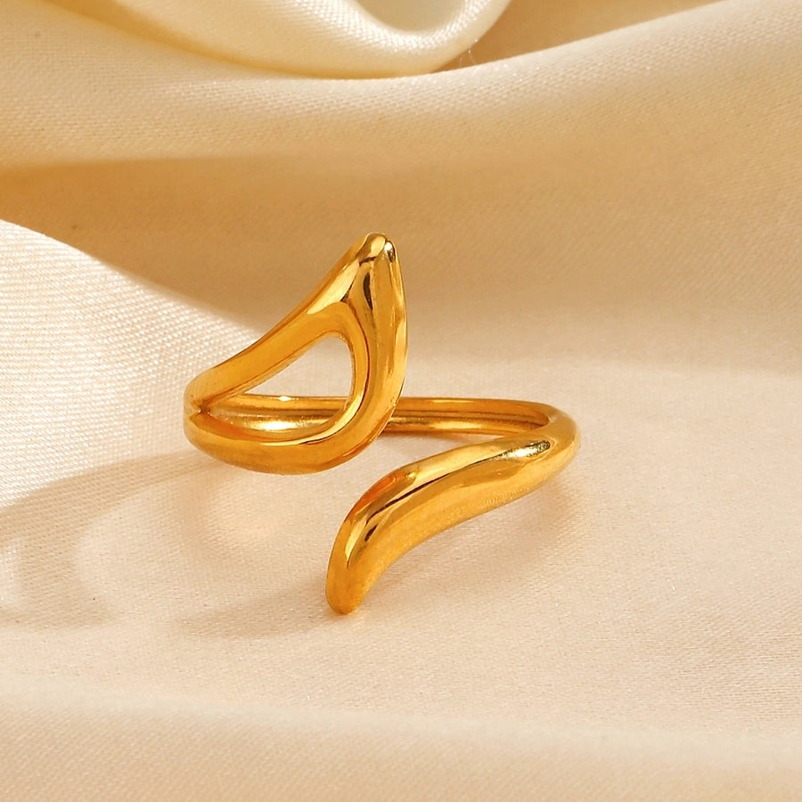 Jewelry IG Style Simple Style Lines 304 Stainless Steel 18K Gold Plated Polishing Rings