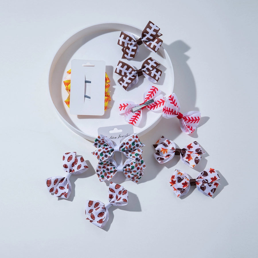 children's bow hair accessories girls' rugby dovetail hairpin cheerleading accessories metal duckbill clip