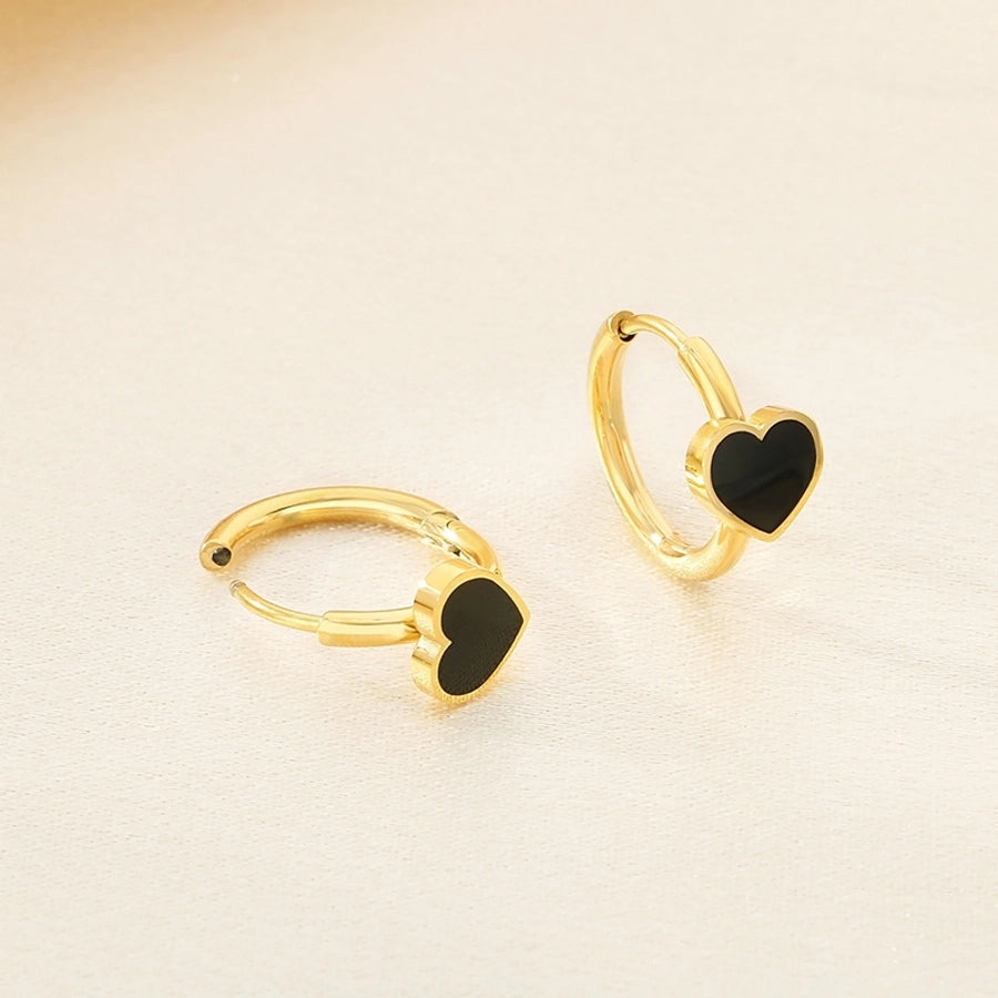 1 Pair Vintage Style Square Heart Shape Hollow Out Inlay 304 Stainless Steel Pearl Zircon 18K Gold Plated Earrings