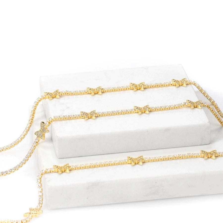 Copper 18K Gold Plated Inlay Butterfly Zircon Bracelets