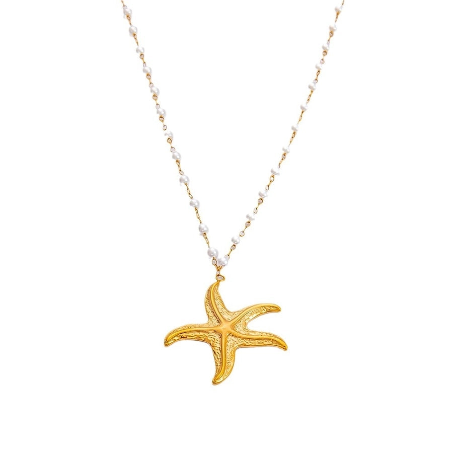 Jewelry Vintage Style Beach Starfish Shell 304 Stainless Steel Plating Pendant Necklace