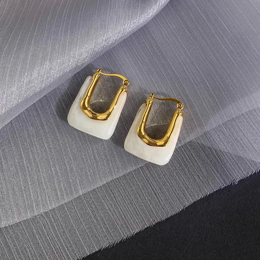 Autumn and Winter  pull style U-shaped geometric resin earrings Women's Light luxury high-end design earrings fashion earrings