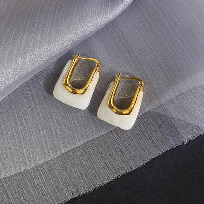 Autumn and Winter  pull style U-shaped geometric resin earrings Women's Light luxury high-end design earrings fashion earrings