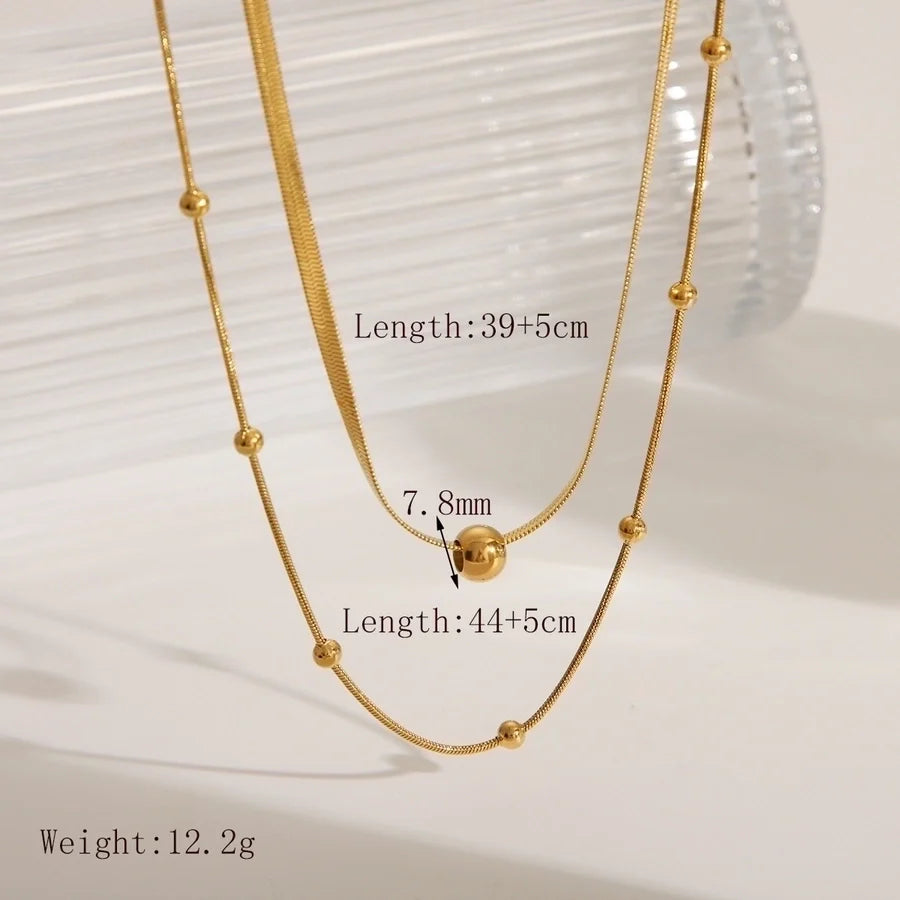 Jewelry French Style Sweet Commute Solid Color 304 Stainless Steel 18K Gold Plated Double Layer Necklaces