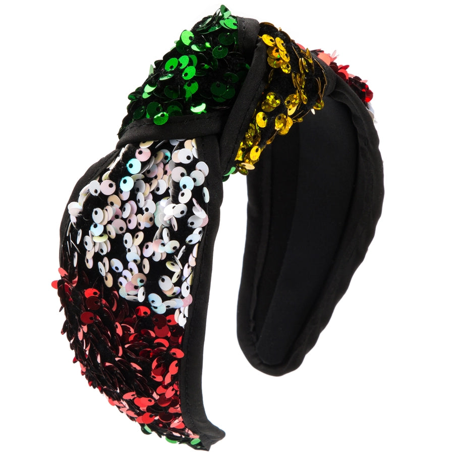Women's Glam Hip-Hop Rock Color Block Sequin Alloy Cloth Hair Band