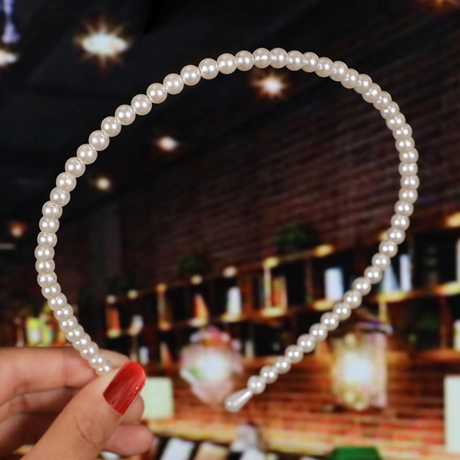 women's fashion waves alloy inlay artificial pearls headwear