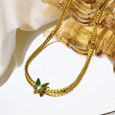 Jewelry Elegant Romantic Butterfly 304 Stainless Steel 18K Gold Plated Pendant Necklace