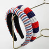 retro color block cloth inlay crystal hair band