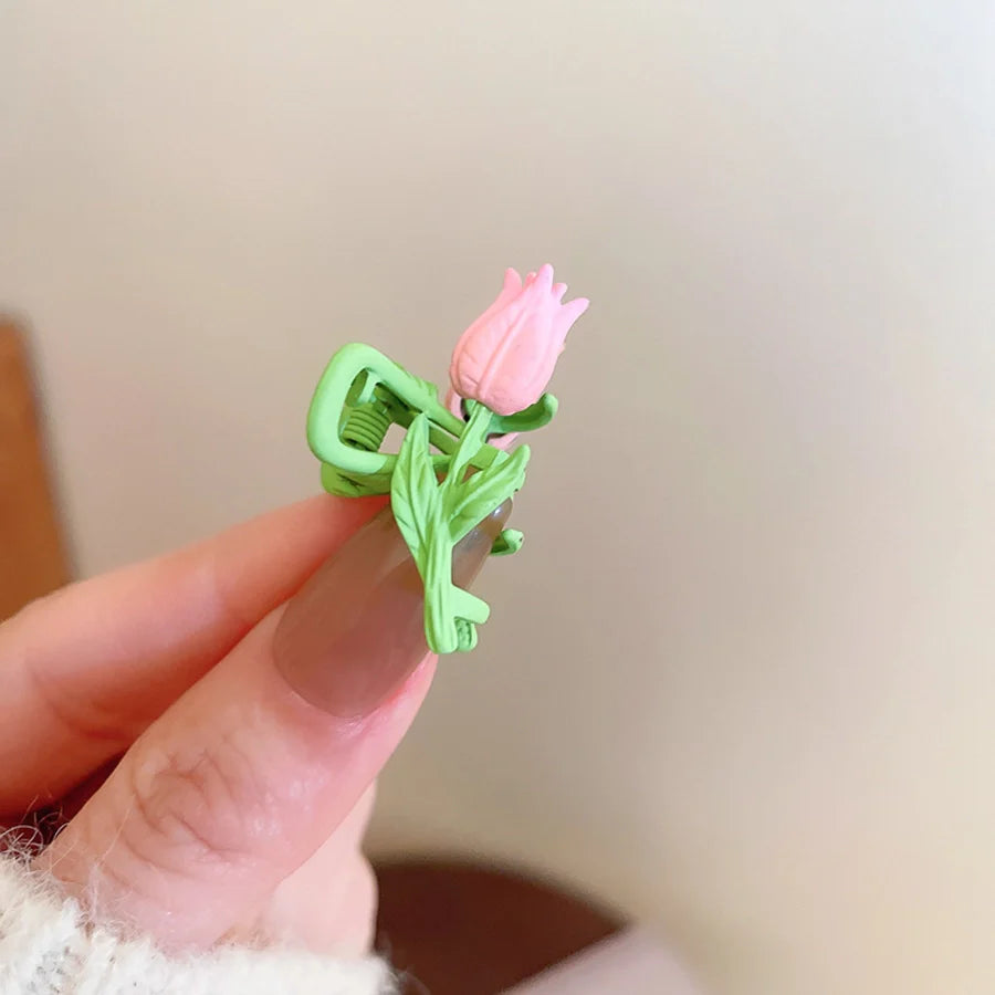 japanese style flower alloy stoving varnish hair claws 1 piece