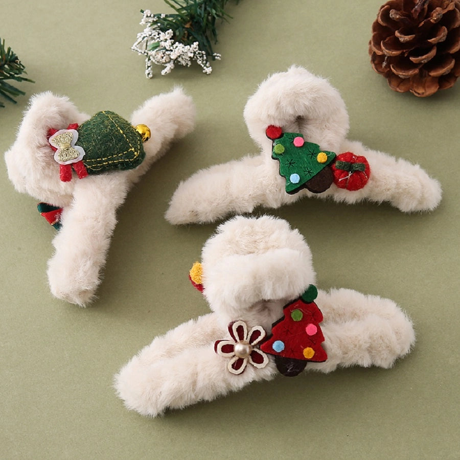 Christmas Cute Women's Christmas Tree Resin Plush Hair Claws