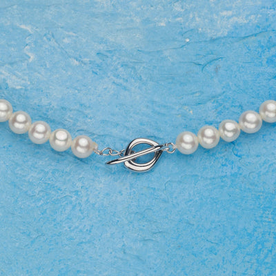 925 Sterling Silver Beaded Chain Beaded Metal Button Round Freshwater Pearl Necklace
