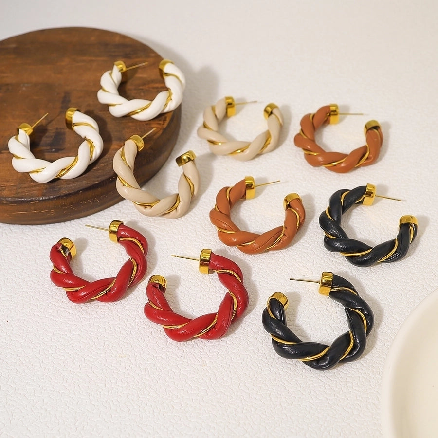 1 Pair IG Style Vacation Commute C Shape Plating 304 Stainless Steel Artificial Leather Earrings