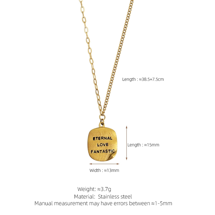 Jewelry Luxurious Romantic Geometric Square 304 Stainless Steel 18K Gold Plated Pendant Necklace