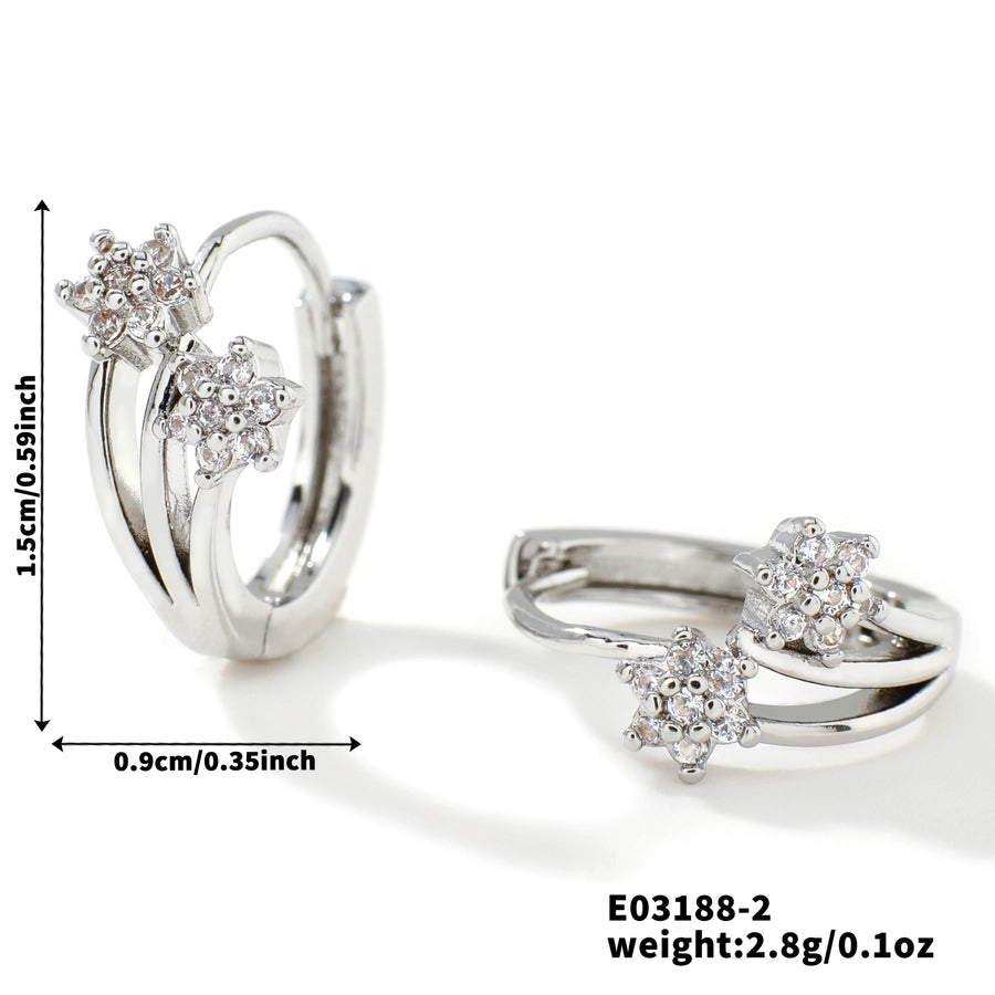 1 Pair Elegant Basic Geometric Inlay Copper Zircon K Gold Plated Rhodium Plated Ear clip