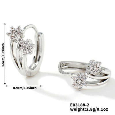 1 Pair Elegant Basic Geometric Inlay Copper Zircon K Gold Plated Rhodium Plated Ear clip