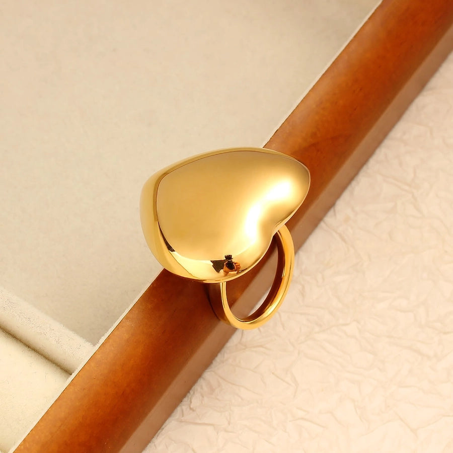 Jewelry Elegant Cute Heart Shape 304 Stainless Steel 18K Gold Plated Rings