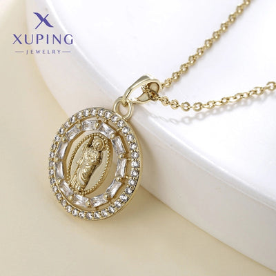 Jewelry Vintage Style Human 304 Stainless Steel Copper Zirconia 18K Gold Plated Plating Pendant Necklace