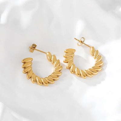 1 Pair Elegant C Shape 316 Stainless Steel  18K Gold Plated Ear Studs