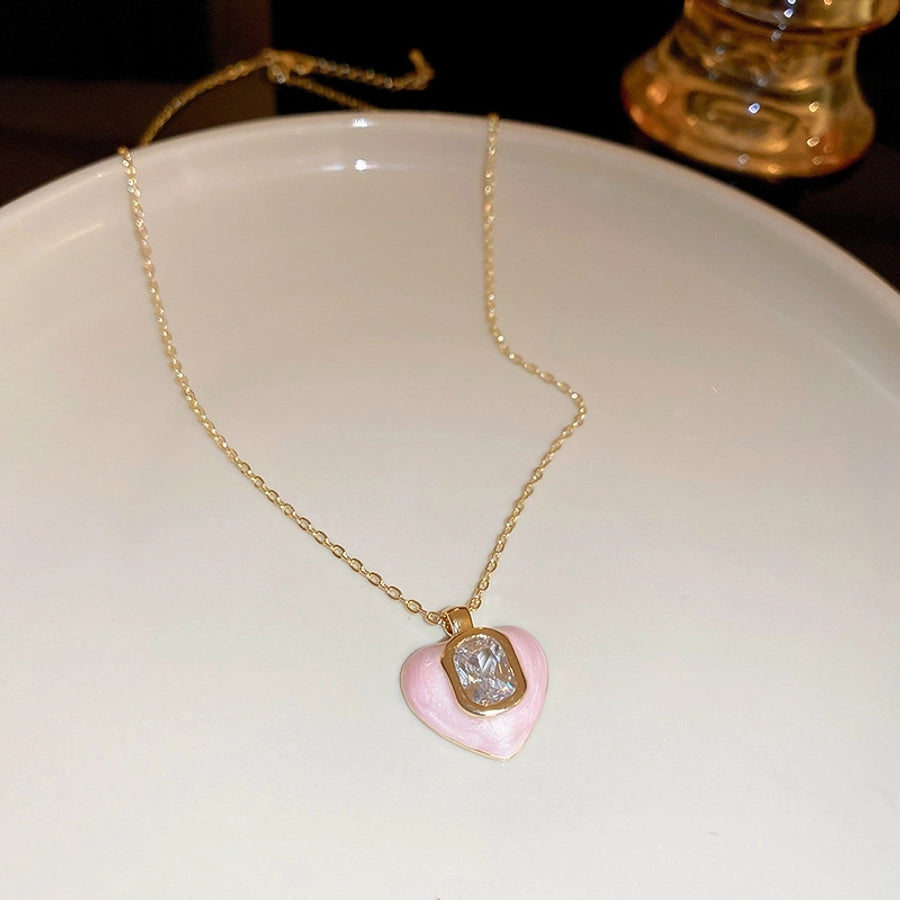 Copper Enamel Heart Shape Pendant Necklace