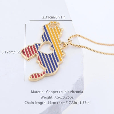 1 PCs Creative Flag Love Heart Pendant Copper Plating 18K Gold Epoxy/Inlaid Color Cubic Zirconia Necklace Punk Simple Fashion for Men Women Daily Wear