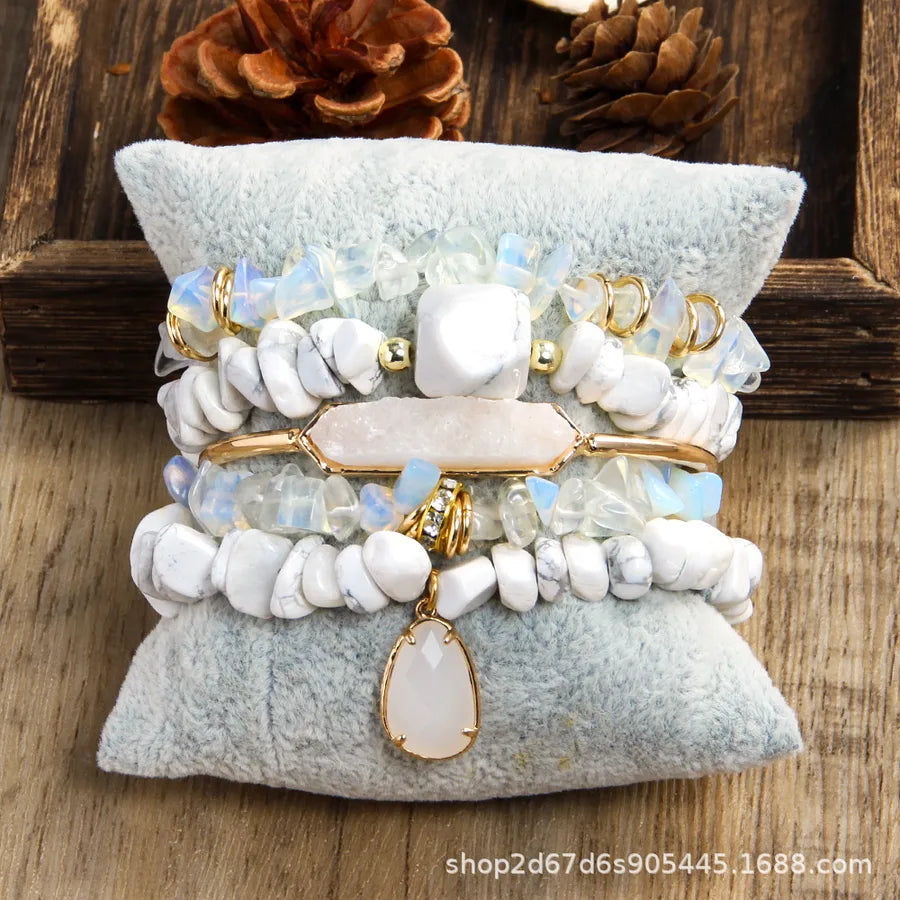 Vintage Style Simple Style Geometric natural stone Beaded Chain Bracelets In Bulk