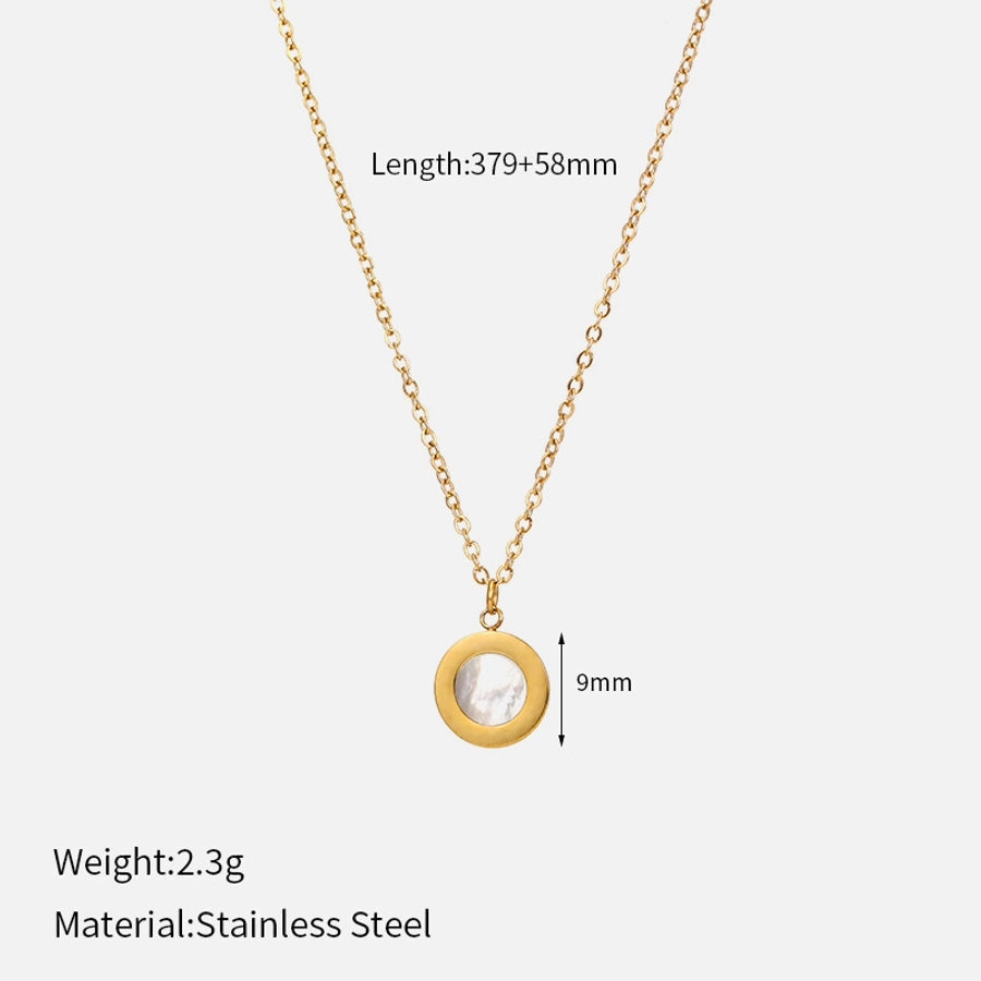 Jewelry Simple Style Round 304 Stainless Steel Pendant Necklace