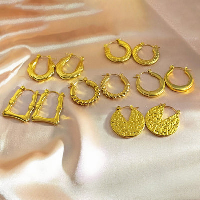 [Whole Body Titanium Steel] Geometric Irregular Titanium Steel Earrings Commuter's All-Matching Earrings