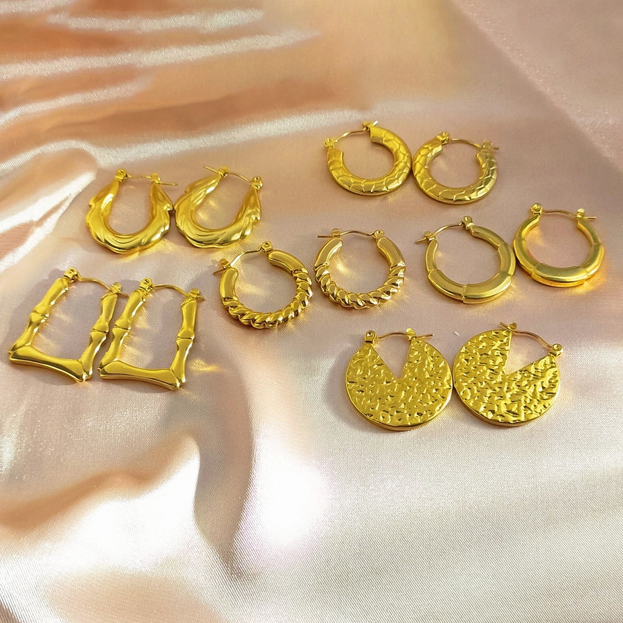 [Whole Body Titanium Steel] Geometric Irregular Titanium Steel Earrings Commuter's All-Matching Earrings