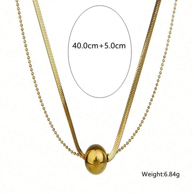 Jewelry Basic Simple Style Classic Style Ball 304 Stainless Steel 18K Gold Plated Plating Double Layer Necklaces