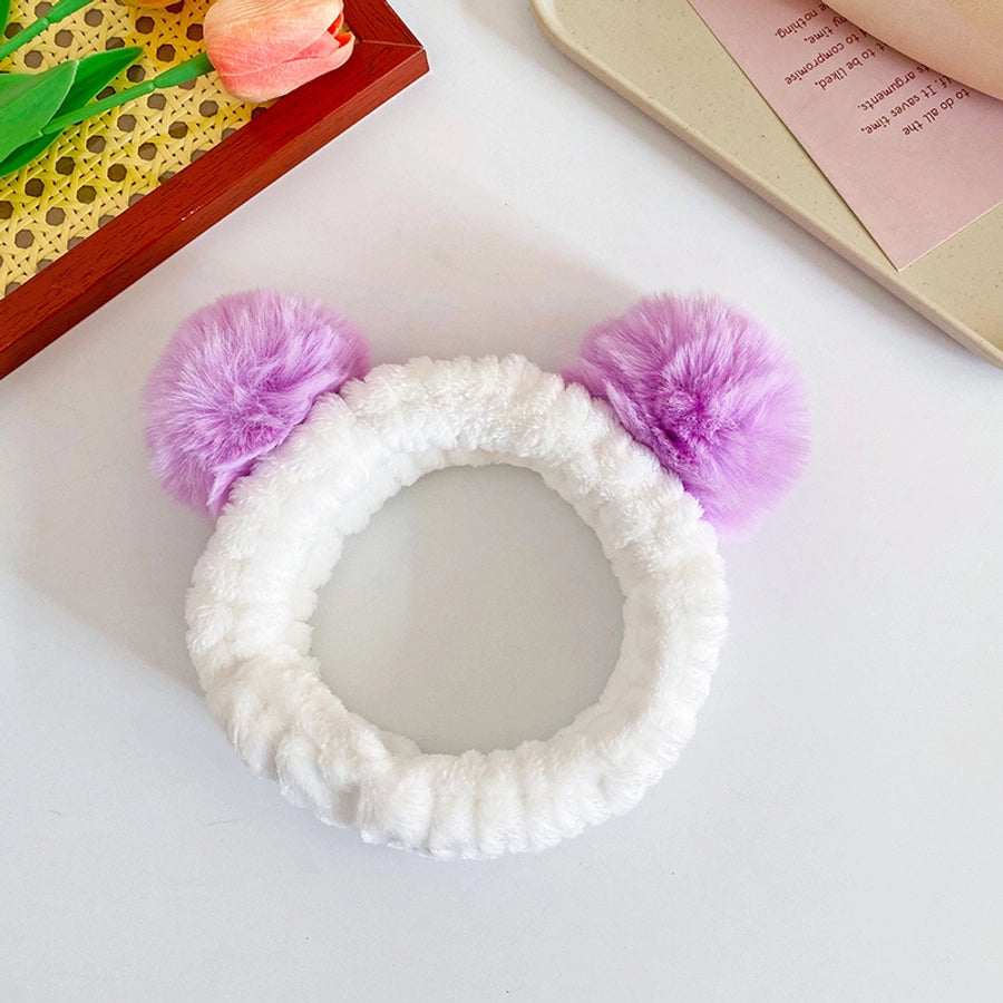 cute geometric flannel pom poms hair band