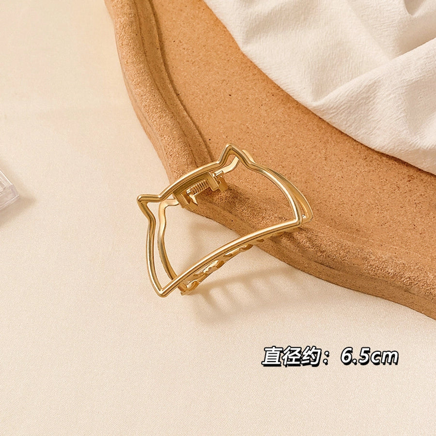 simple style solid color alloy resin hollow out hair claws