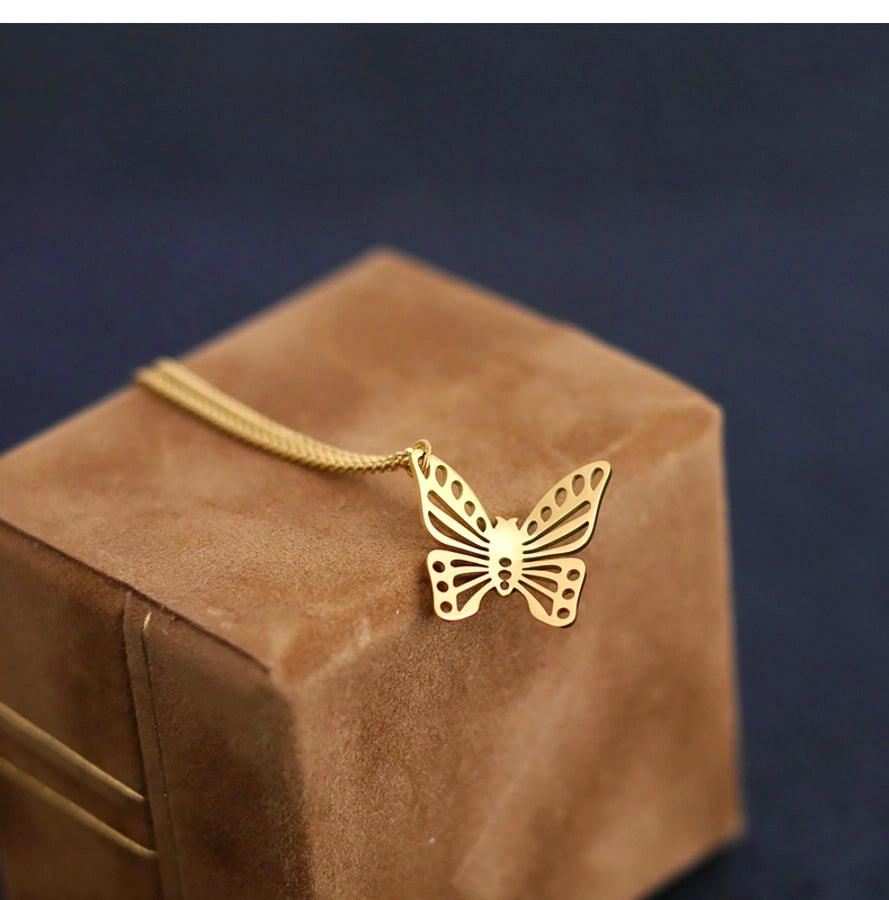 Jewelry Classic Style Commute Butterfly 304 Stainless Steel 18K Gold Plated Hollow Out Jewelry Set