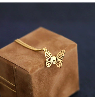 Jewelry Classic Style Commute Butterfly 304 Stainless Steel 18K Gold Plated Hollow Out Jewelry Set