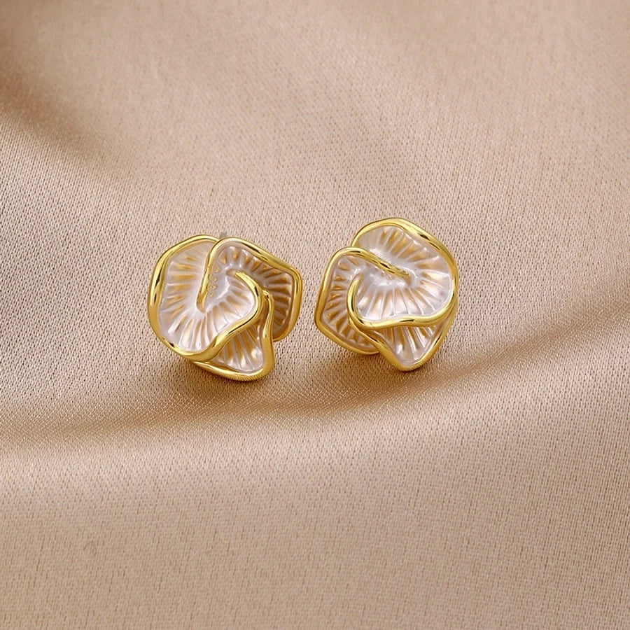 1 Pair Romantic Flower Enamel Copper Ear Studs