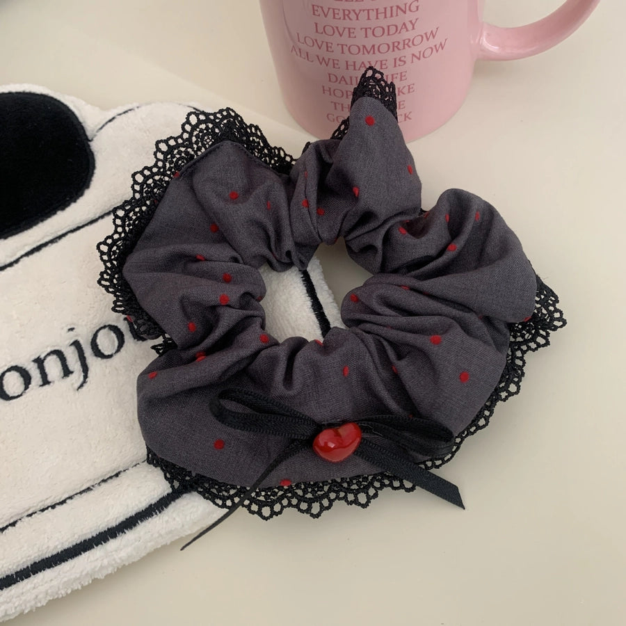 Women's Retro French Style Polka Dots Heart Shape Bow Knot Plastic Cloth Hair Tie Hair Claws