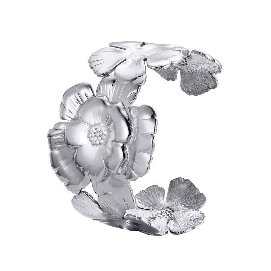 IG Style Streetwear Oversized Flower 304 Stainless Steel 18K Gold Plated Wide Bracelet In Bulk