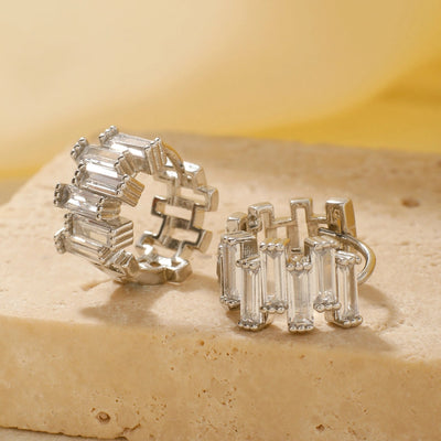 1 Pair Elegant Basic Round Inlay Copper Zircon Rhodium Plated Ear clip