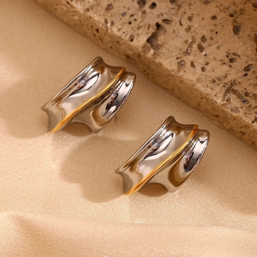 1 Pair Simple Style Geometric Mixed Metal 304 Stainless Steel 18K Gold Plated Ear Studs