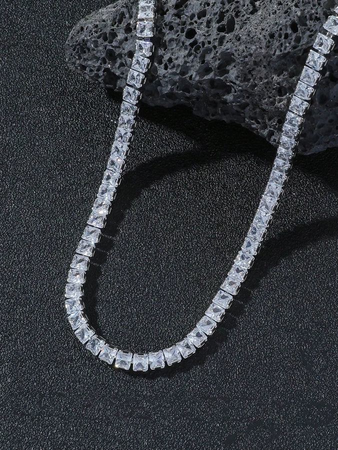 Jewelry Hip-Hop Vintage Style Geometric Copper Zircon Inlay Necklace