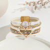elegant classic style heart shape pu leather inlay rhinestones women's bracelets