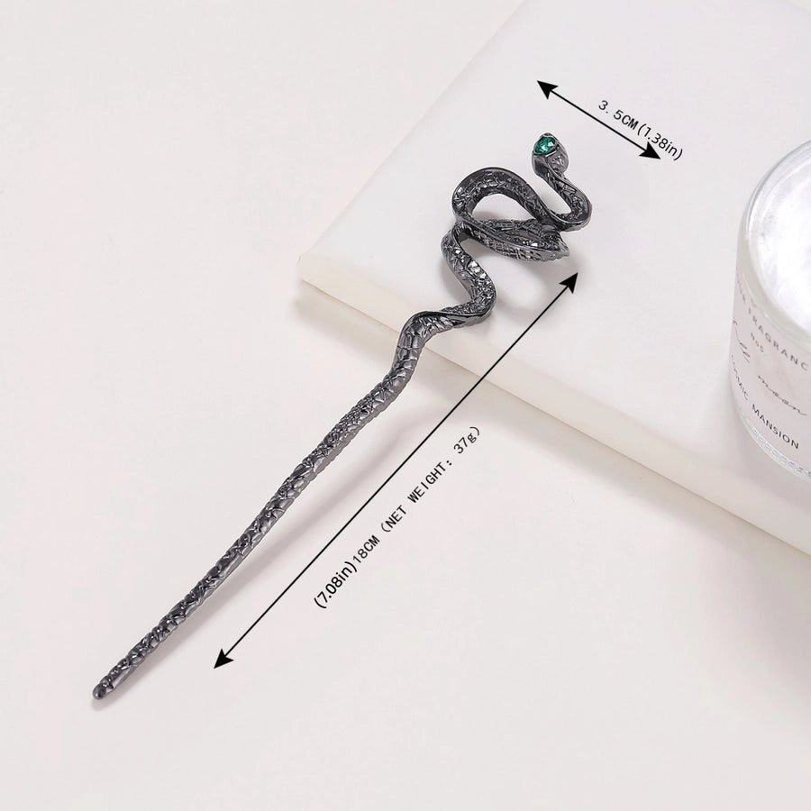 women's retro lady snake alloy plating inlay zircon hairpin