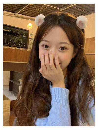 Salt Sweet Plush Ear Clip Three-dimensional Cartoon Clip Super Cute Girl's Heart Bangs Clip Pair Clip Japanese and Korean Hair Accessories