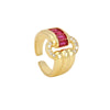 Jewelry IG Style Shiny Oval Copper Zircon Inlay Open Rings