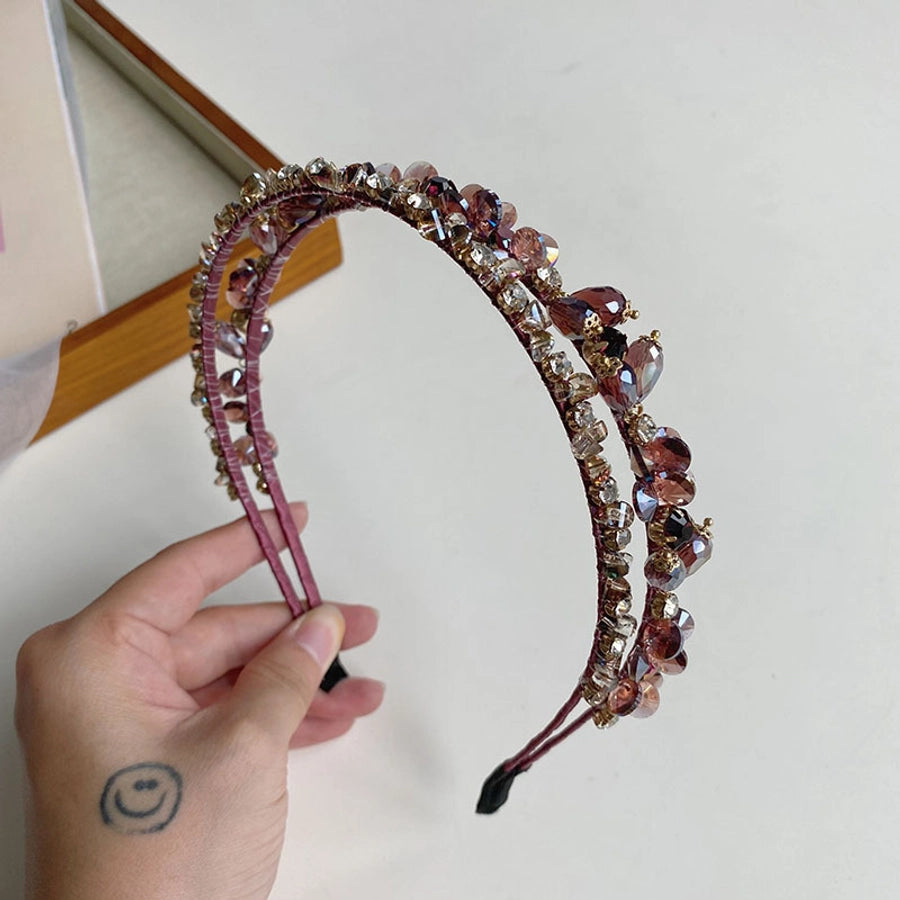 korean crystal pearl winding headband hollow baroque hair tie female