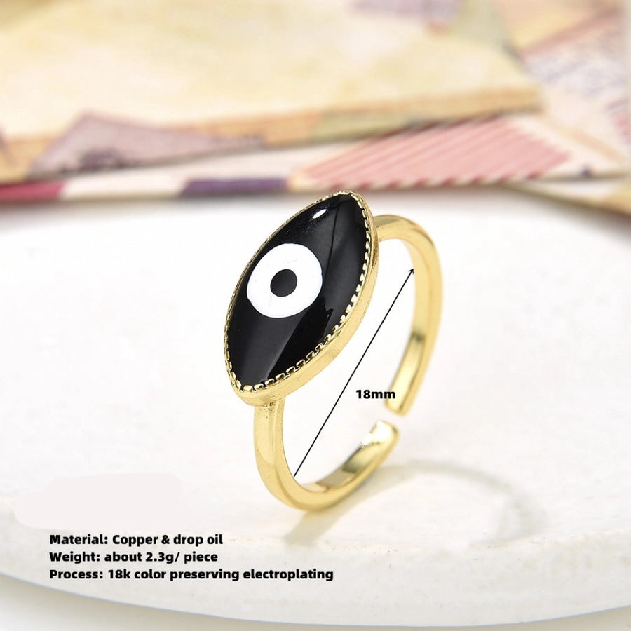 Copper Plating 18K Color Retaining Glossy Dripping Oval Open Ring