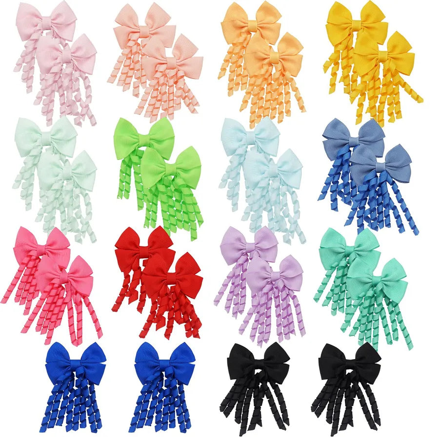 Children's Headwear Hair Accessories  Christmas Festival Roll Tassel Candy Color Bow Hairpin 3421
