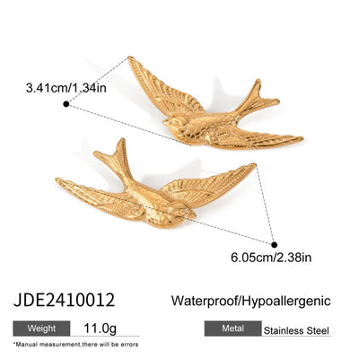 1 Piece 1 Pair Classic Style Swallow 304 Stainless Steel Ear Studs