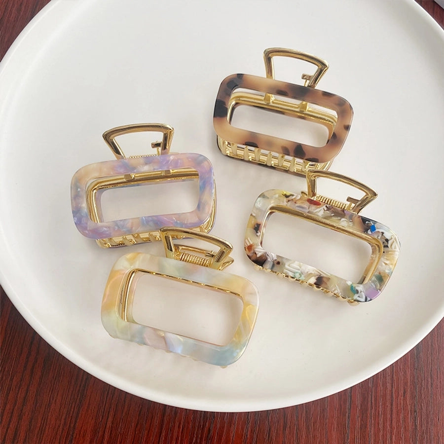 women's simple style solid color alloy plating hair claws