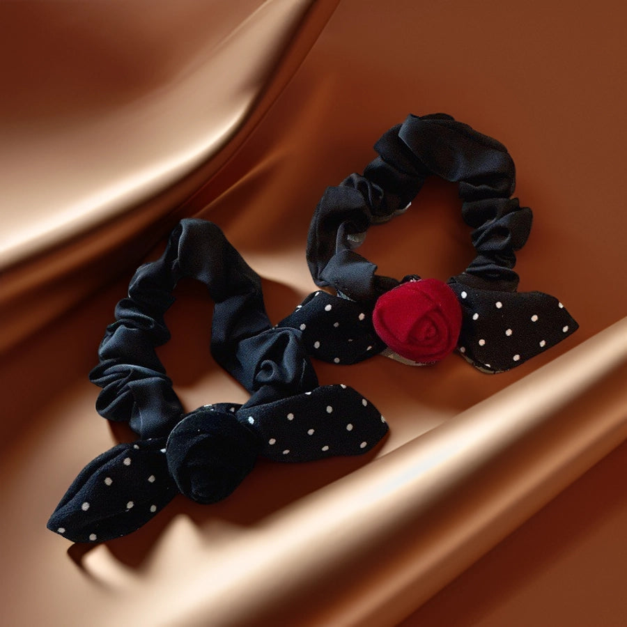 Women's Classic Style Polka Dots Bow Knot Cloth Flannel Printing Hair Tie