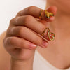Jewelry Vintage Style Simple Style Geometric 304 Stainless Steel 18K Gold Plated Open Rings